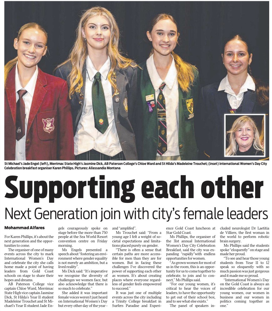 Students featured in school leadership article on Women’s Day