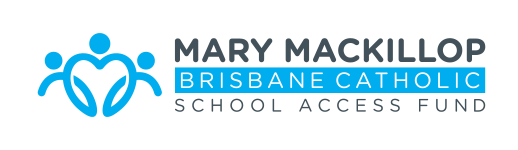 Mary MacKillop Brisbane Catholic School Access Fund logo featuring stylised figures and text on a dark background